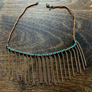 Dangle beaded and gold necklace